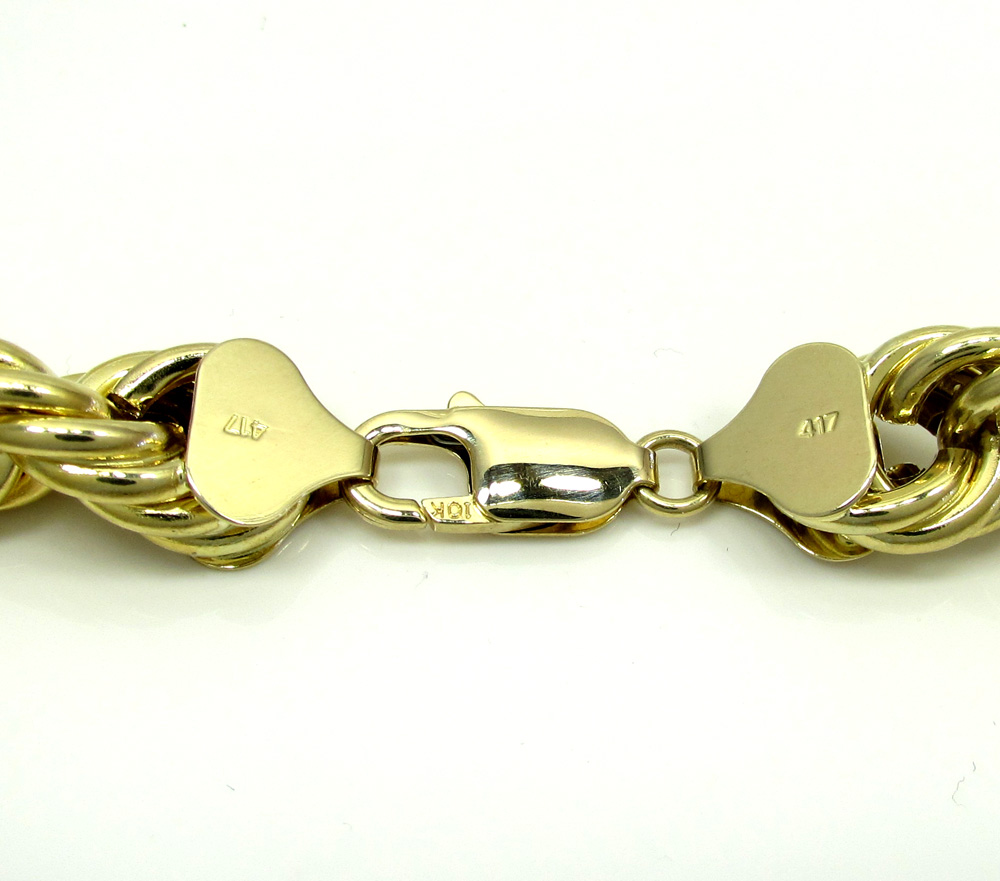 10k yellow gold thick smooth hollow rope chain 24-30 inch 10.0mm - Image 3