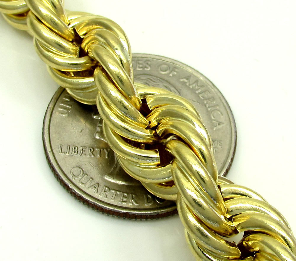10k yellow gold thick smooth hollow rope chain 24-30 inch 10.0mm - Image 4