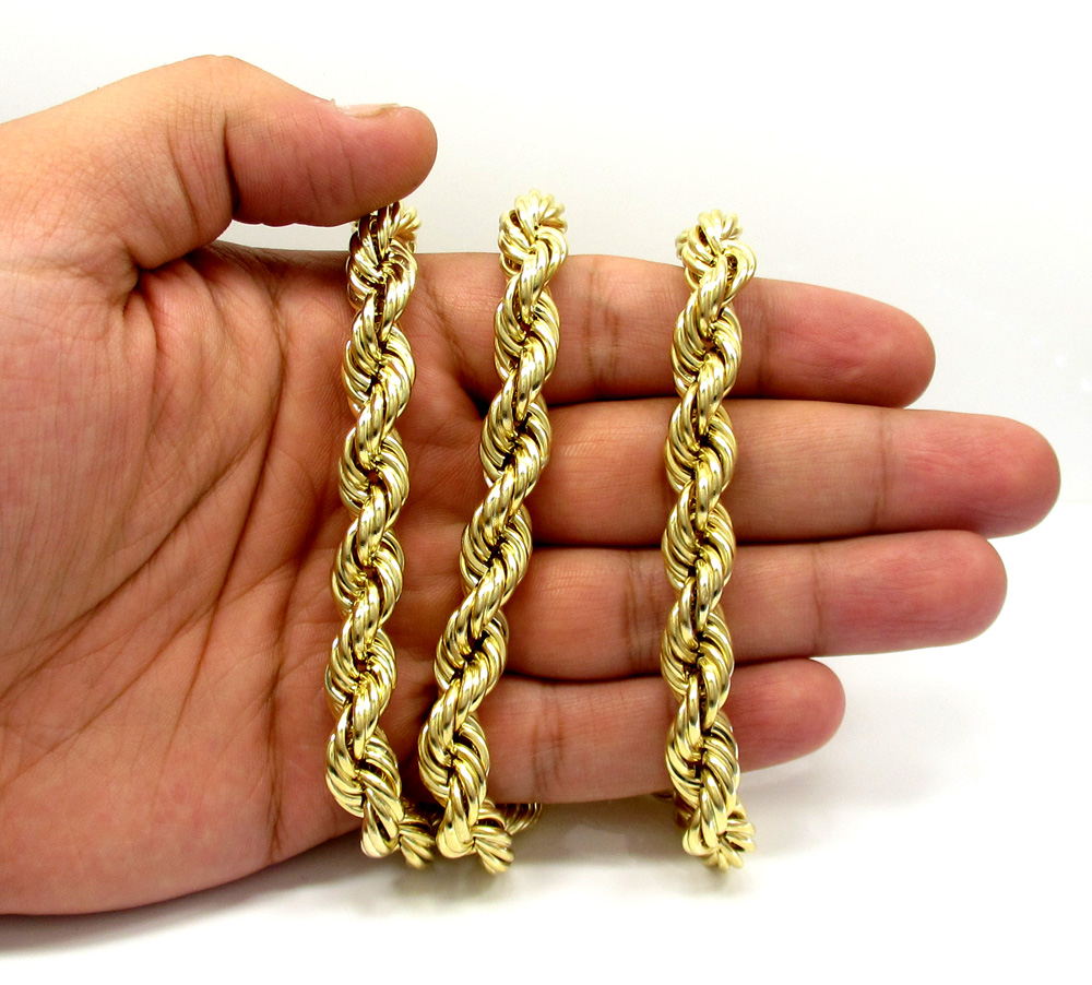 10k yellow gold thick smooth hollow rope chain 24-30 inch 10.0mm - Image 5