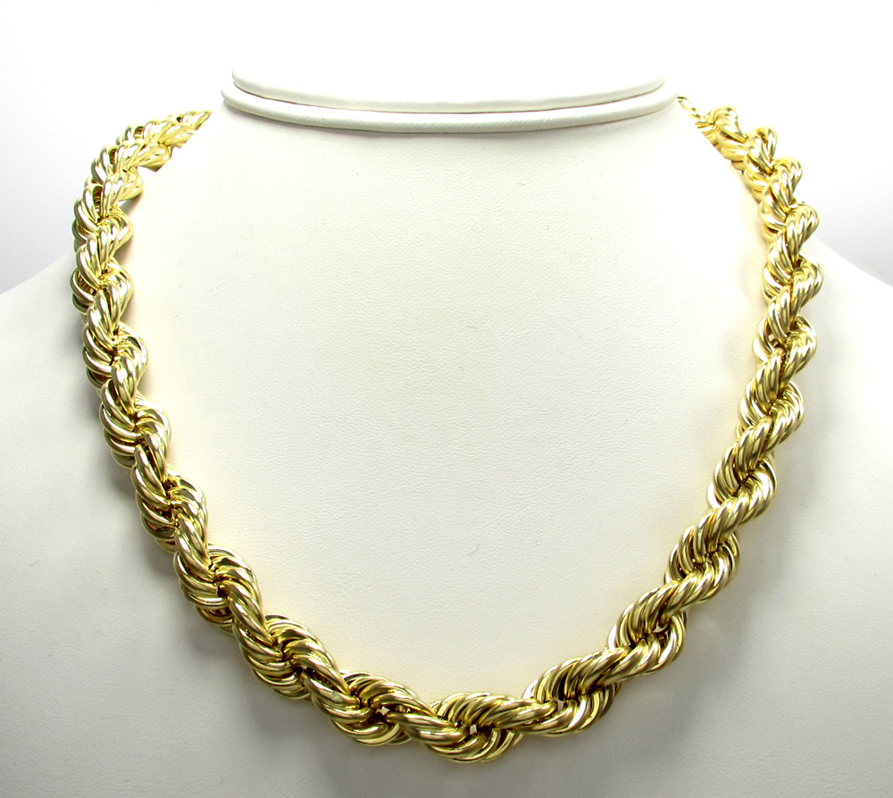 10k yellow gold thick smooth hollow rope chain 24-30 inch 10.0mm - Image 6