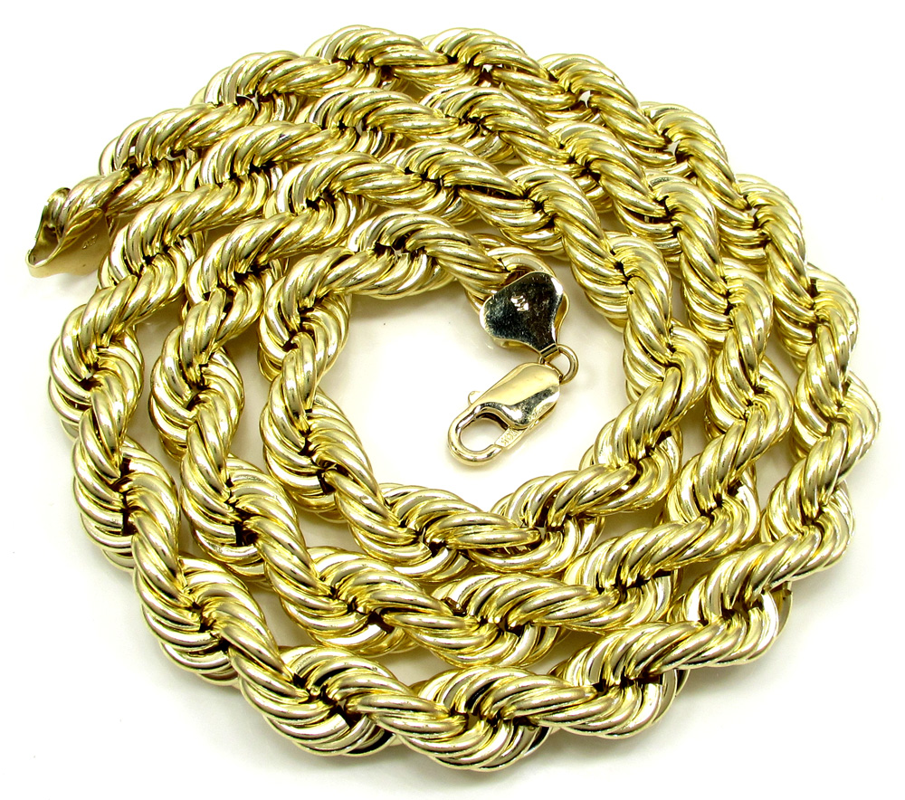 10k yellow gold thick smooth hollow rope chain 22-28 inch 9mm - Image 2