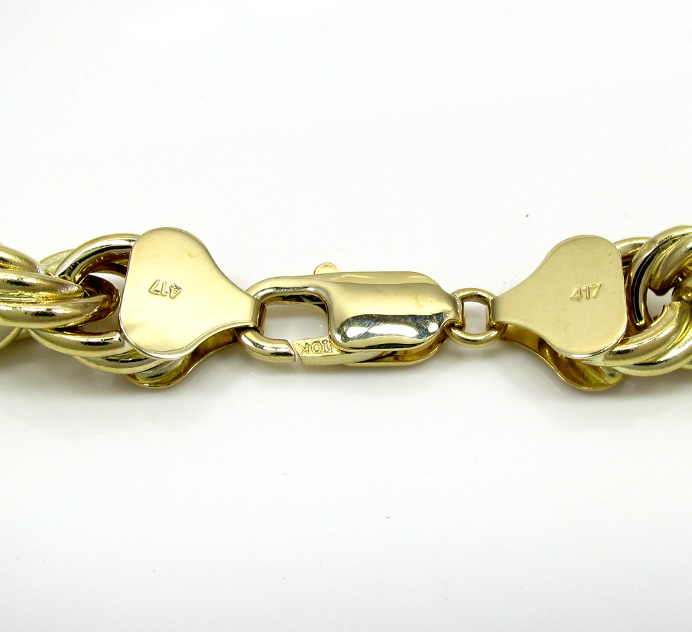 10k yellow gold thick smooth hollow rope chain 22-28 inch 9mm