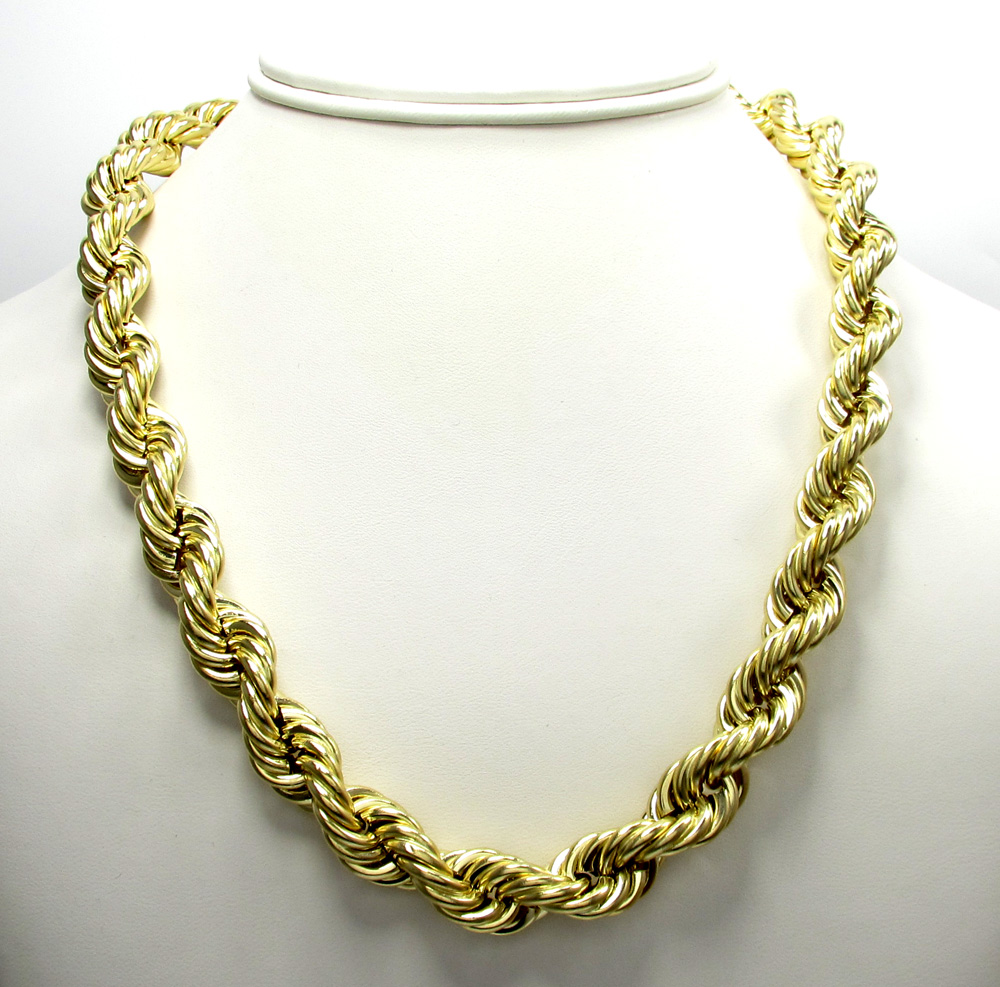 10K Gold 18 - 24 inch Hollow Rope Chain Necklace | One Size | Necklaces + Pendants Chain Necklaces