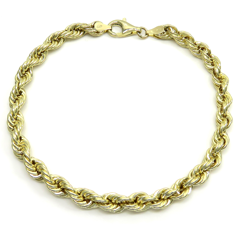 10k yellow gold smooth hollow rope bracelet 8.25 inch 5.50mm