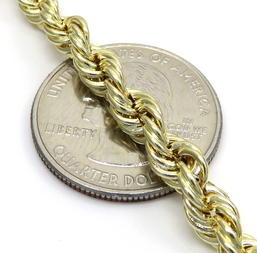 10k yellow gold smooth hollow rope bracelet 8.25 inch 5.50mm