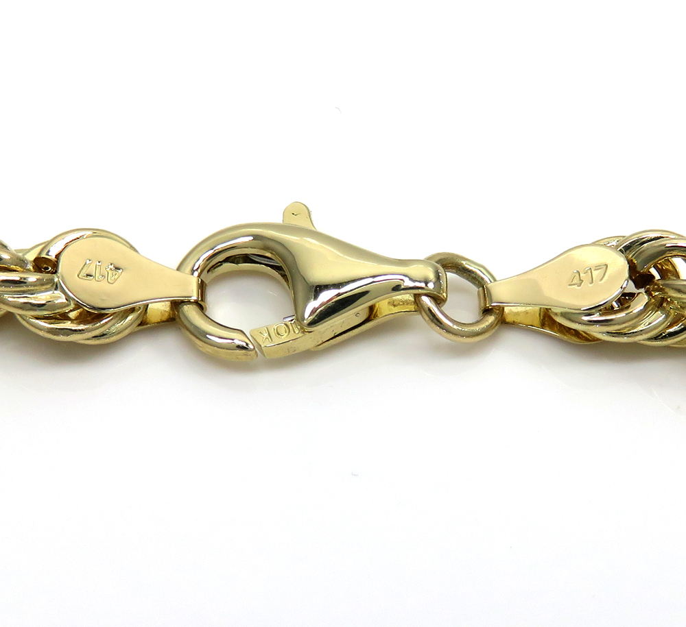 10k yellow gold smooth hollow rope bracelet 8.25 inch 5.50mm