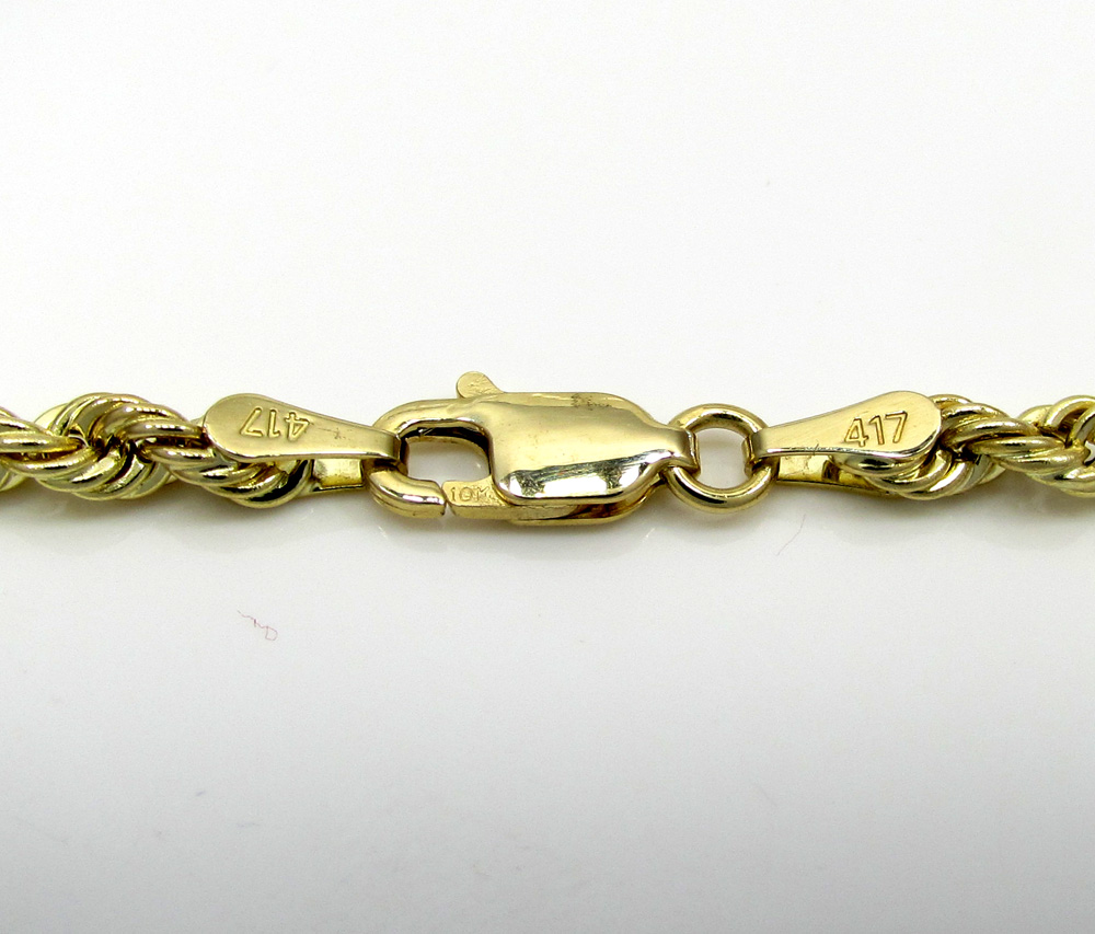 10k yellow gold skinny smooth hollow rope bracelet 8