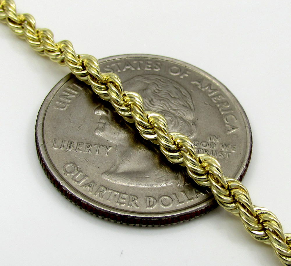 10k yellow gold skinny smooth hollow rope bracelet 8