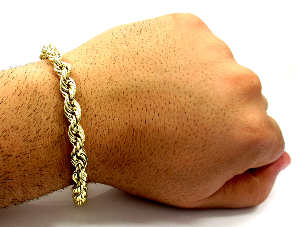 10k yellow gold thick smooth hollow rope bracelet 8.50 inch 8mm - Image 5