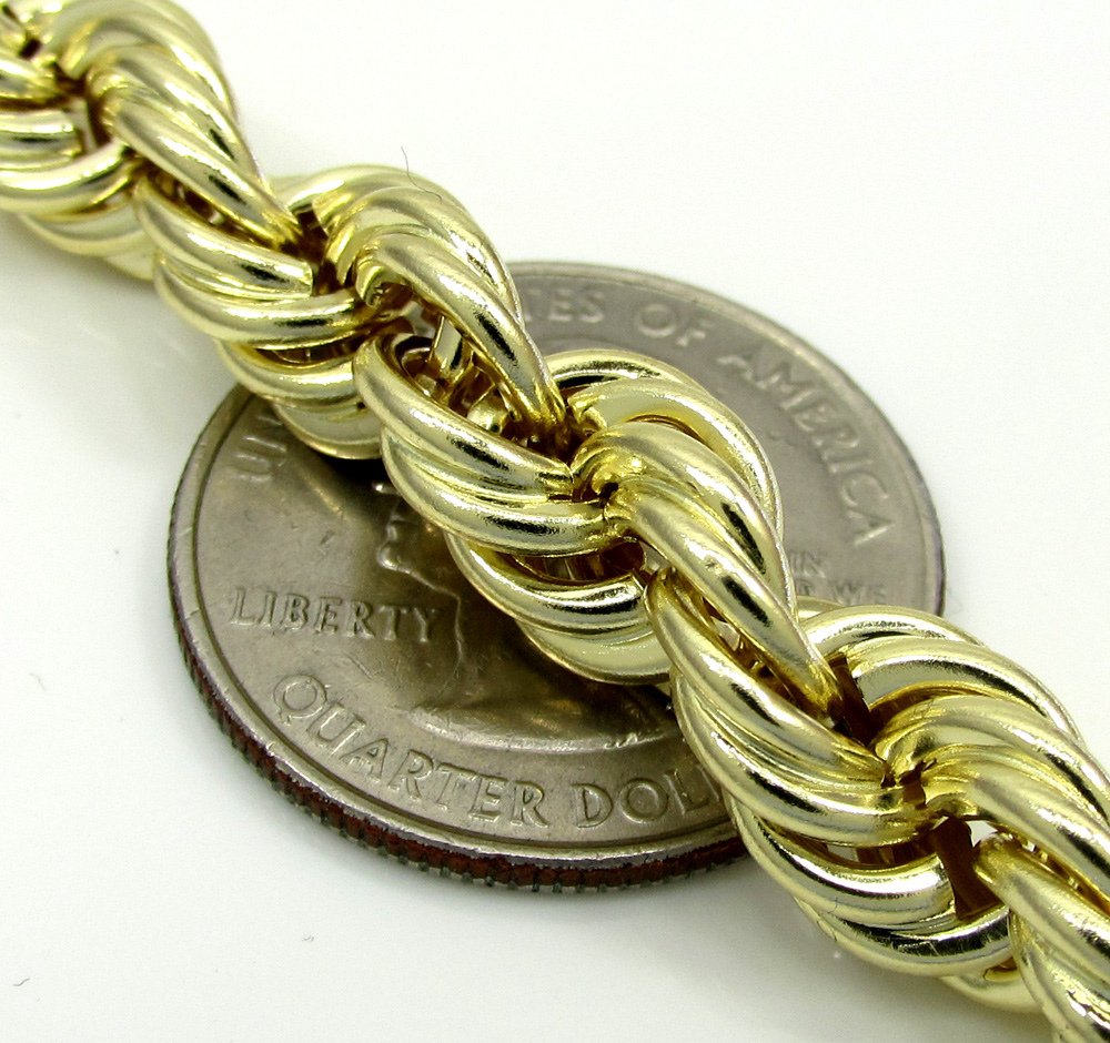 10k yellow gold thick diamond cut hollow rope bracelet 8.50 inch 9mm - Image 4