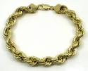 10k yellow gold thick diamond cut hollow rope bracelet 8.50 inch 9mm
