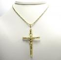10k yellow gold large jesus tube cross pendant 