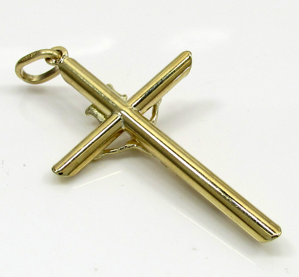 Buy 10k Yellow Gold Small Jesus Tube Cross Pendant Online at SO ICY JEWELRY