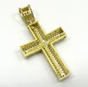 10k yellow gold small two tone cross pendant 1.50ct