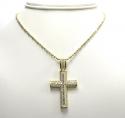 10k yellow gold small two tone cross pendant 1.50ct