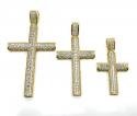 10k yellow gold large two tone cross pendant 1.75ct