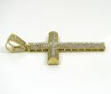 10k yellow gold medium two tone cross pendant 1.60ct
