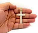 10k yellow gold medium two tone cross pendant 1.60ct