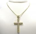 10k yellow gold medium two tone cross pendant 1.60ct