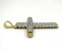 10k yellow gold large two tone tube cross pendant 1.6ct