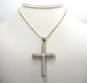 10k yellow gold large two tone tube cross pendant 1.6ct