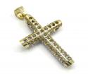 10k yellow gold medium two tone tube cross pendant 1.40ct