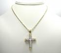 10k yellow gold small two tone tube cross pendant 1.2ct