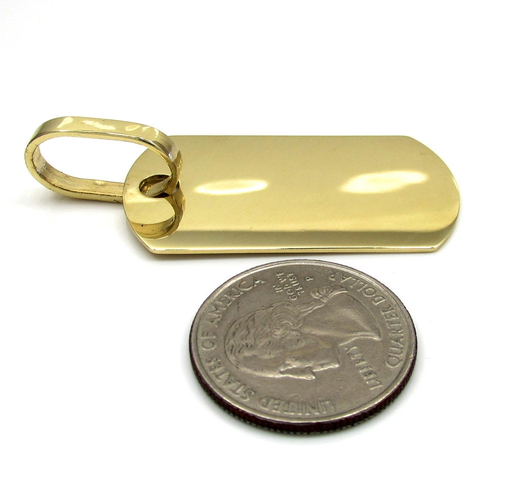 10k yellow gold medium dog tag pendant - Image 2