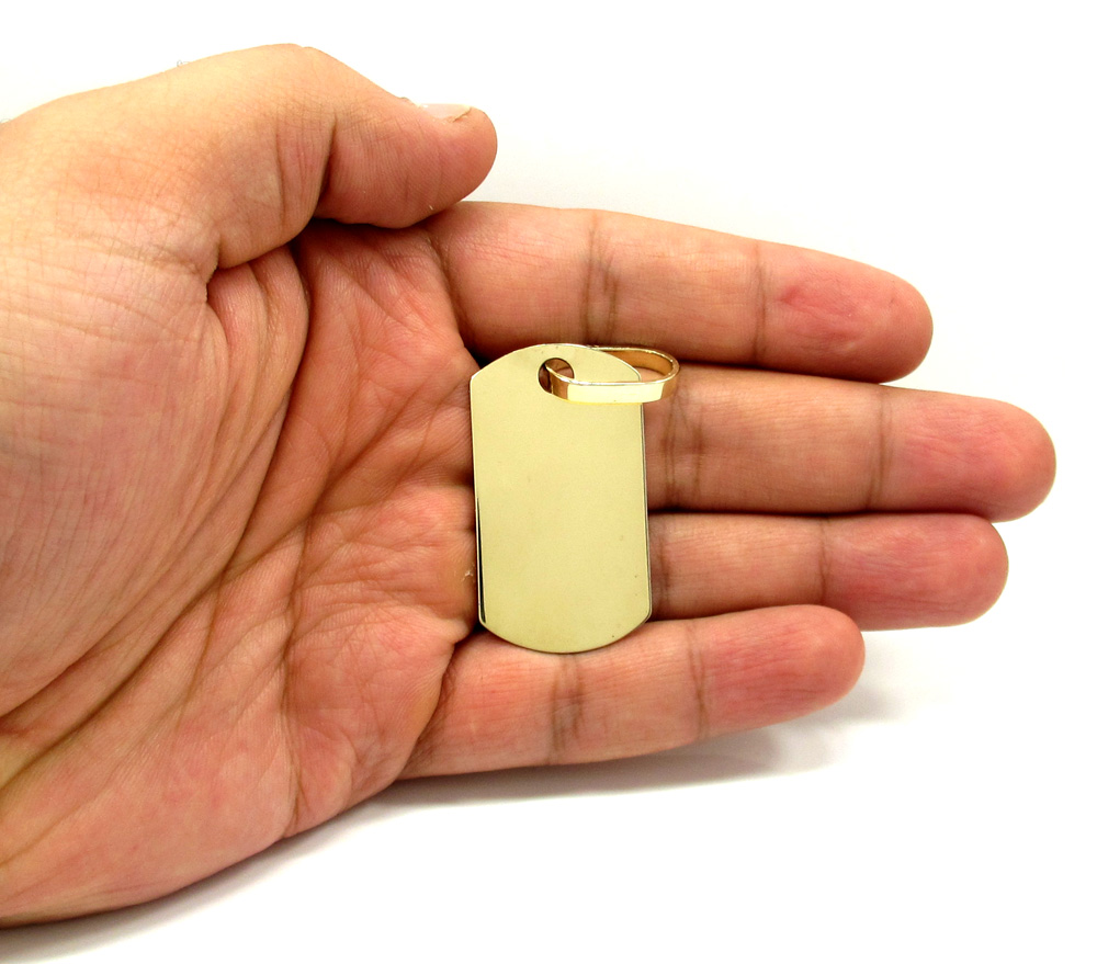 10k yellow gold medium dog tag pendant - Image 3
