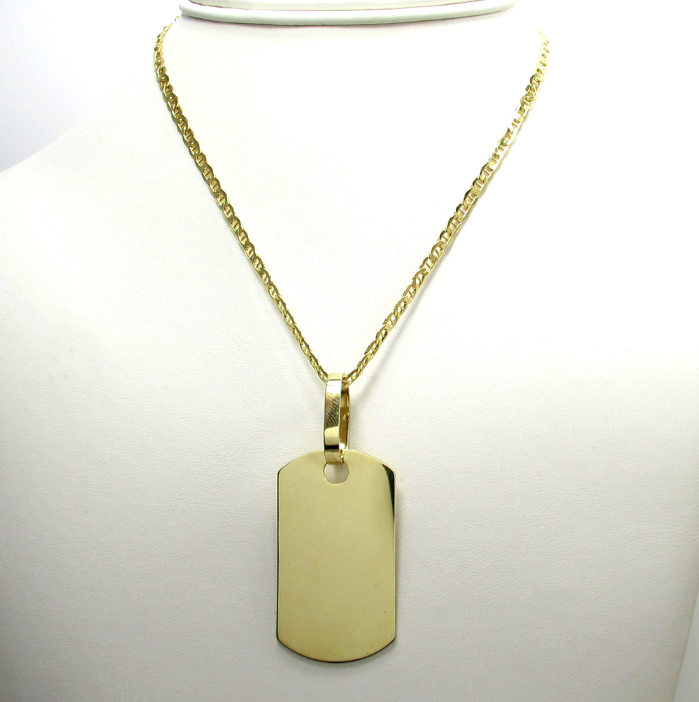 10k yellow gold medium dog tag pendant 