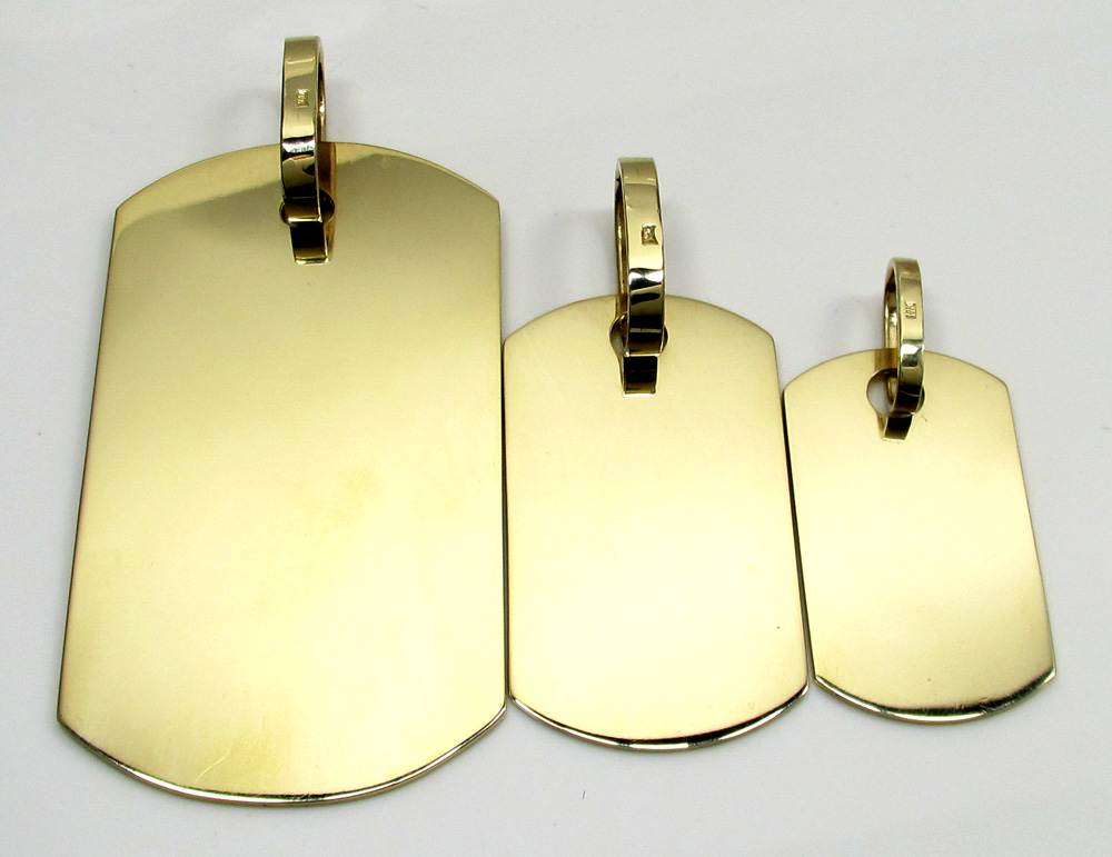10k yellow gold medium dog tag pendant 