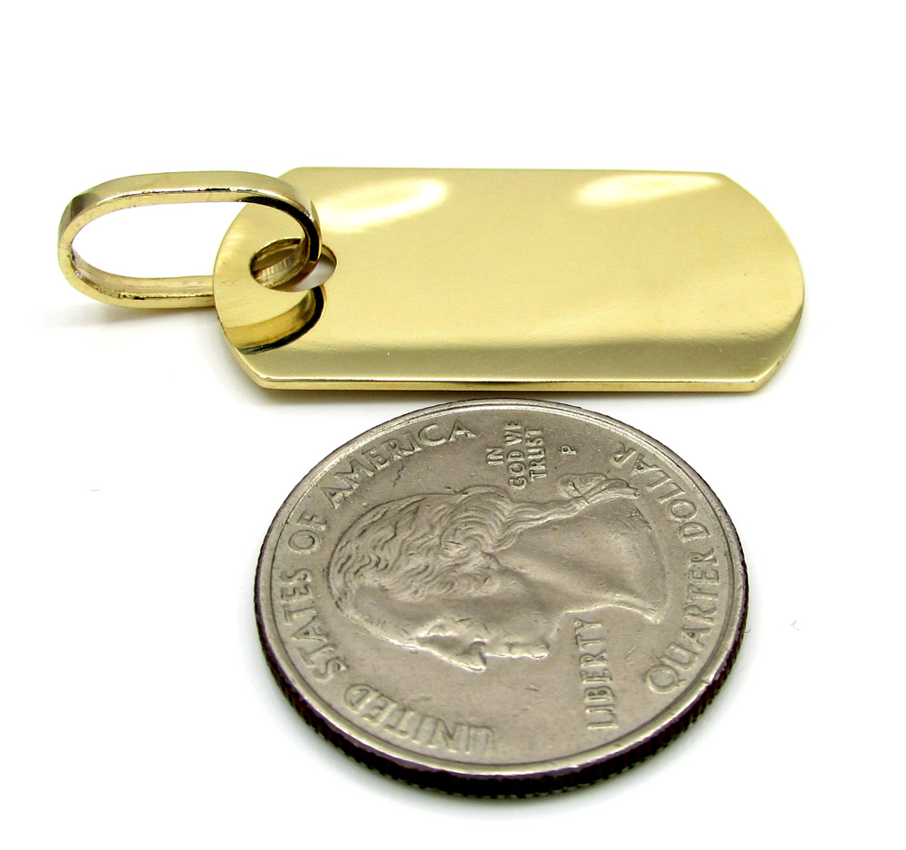 10k yellow gold small solid dog tag pendant 