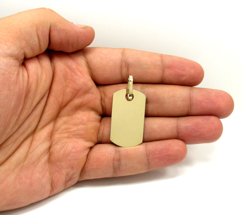 Buy 10k Yellow Gold Small Solid Dog Tag Pendant Online at SO ICY JEWELRY