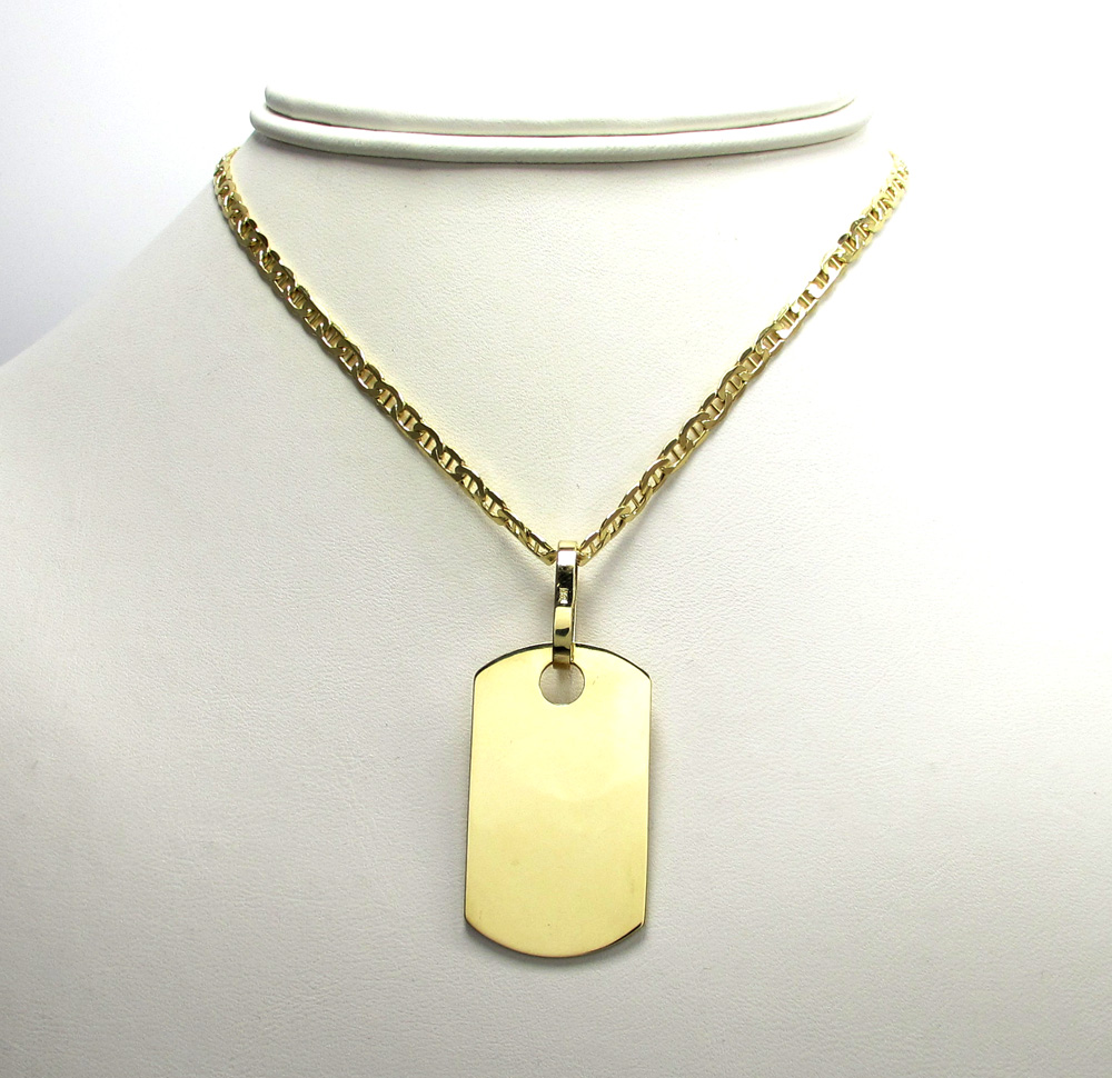 Dog Tags 10K Yellow Gold Diamond Pendant Can Be Engraved