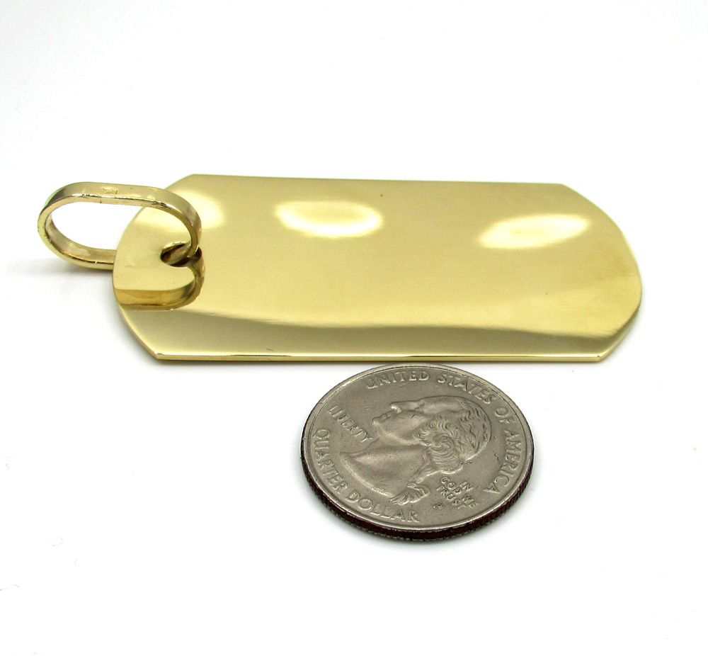 10k yellow gold large dog tag pendant 