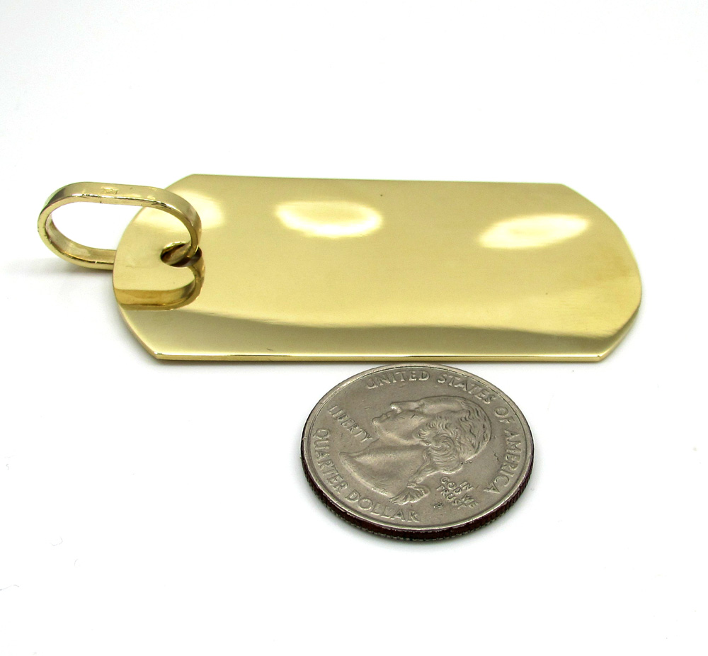 10k yellow gold large dog tag pendant  - Image 2