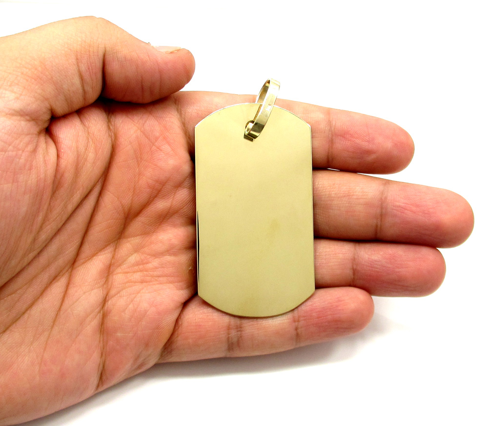 10k yellow gold large dog tag pendant  - Image 3