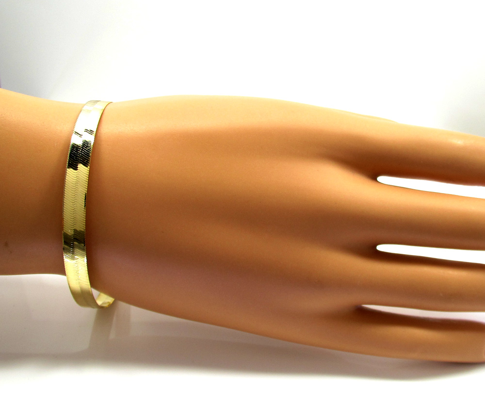 10k Yellow Gold Uni Herringbone Bracelet 8 Inch 6mm