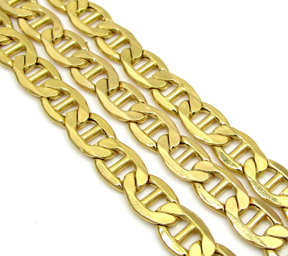10k yellow gold puffed mariner chain 20-26 inch 5.2mm 