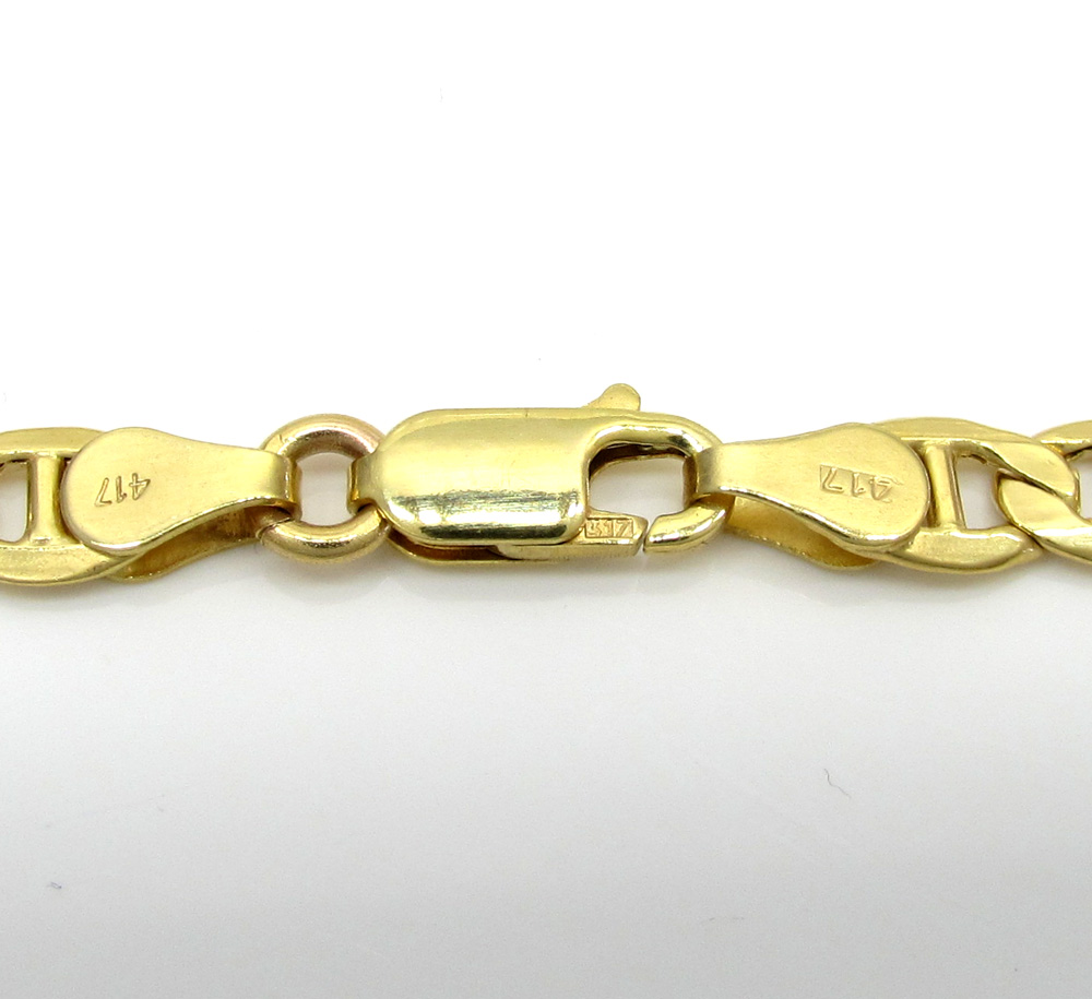 10k yellow gold puffed mariner chain 20-26 inch 5.2mm 