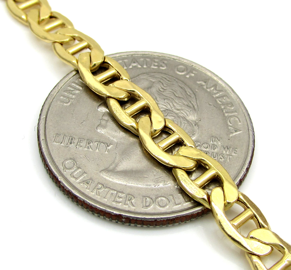 10k yellow gold puffed mariner chain 20-26 inch 5.2mm 
