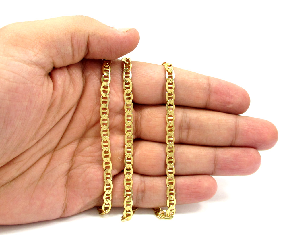10k yellow gold puffed mariner chain 20-26 inch 5.2mm 