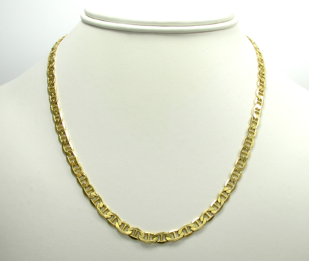 10k yellow gold puffed mariner chain 20-26 inch 5.2mm 