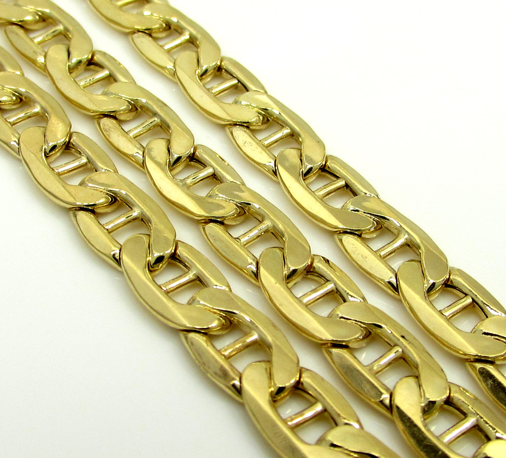 10k yellow gold puffed mariner chain 18-24 inch 4.7mm 