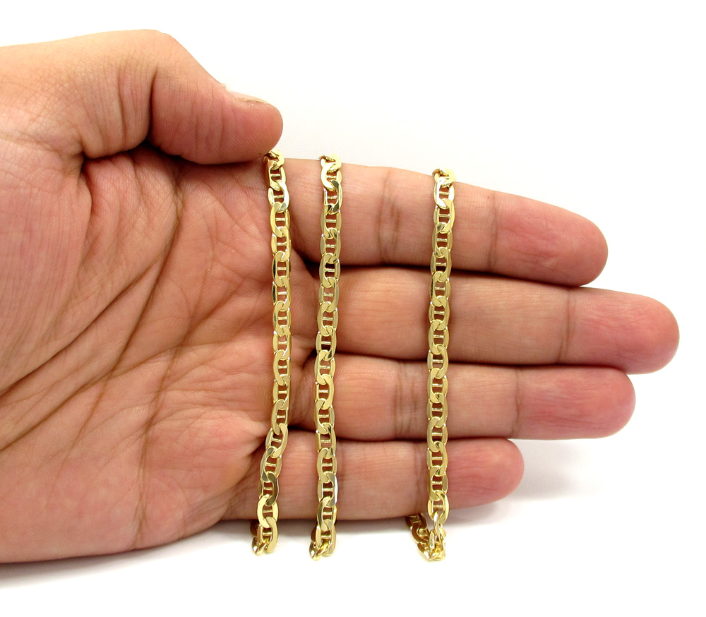 10k yellow gold puffed mariner chain 18-24 inch 4.7mm 