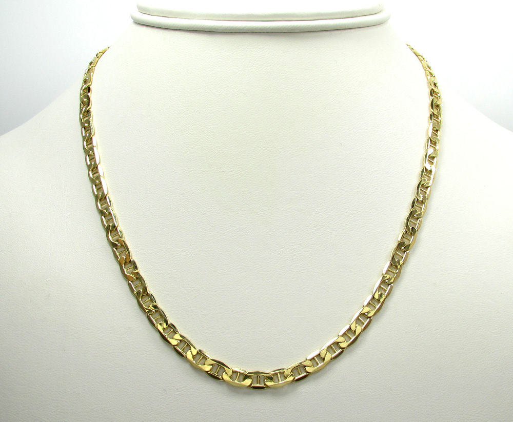 10k yellow gold puffed mariner chain 18-24 inch 4.7mm 