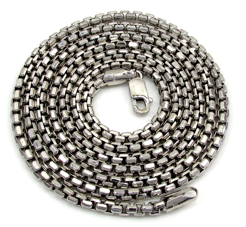 10k white gold skinny box chain 24-26 inch 2.3mm