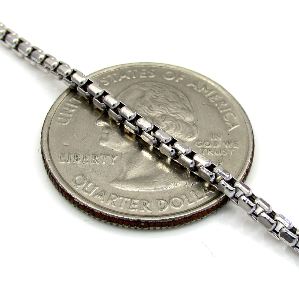 10k white gold skinny box chain 24-26 inch 2.3mm - Image 3