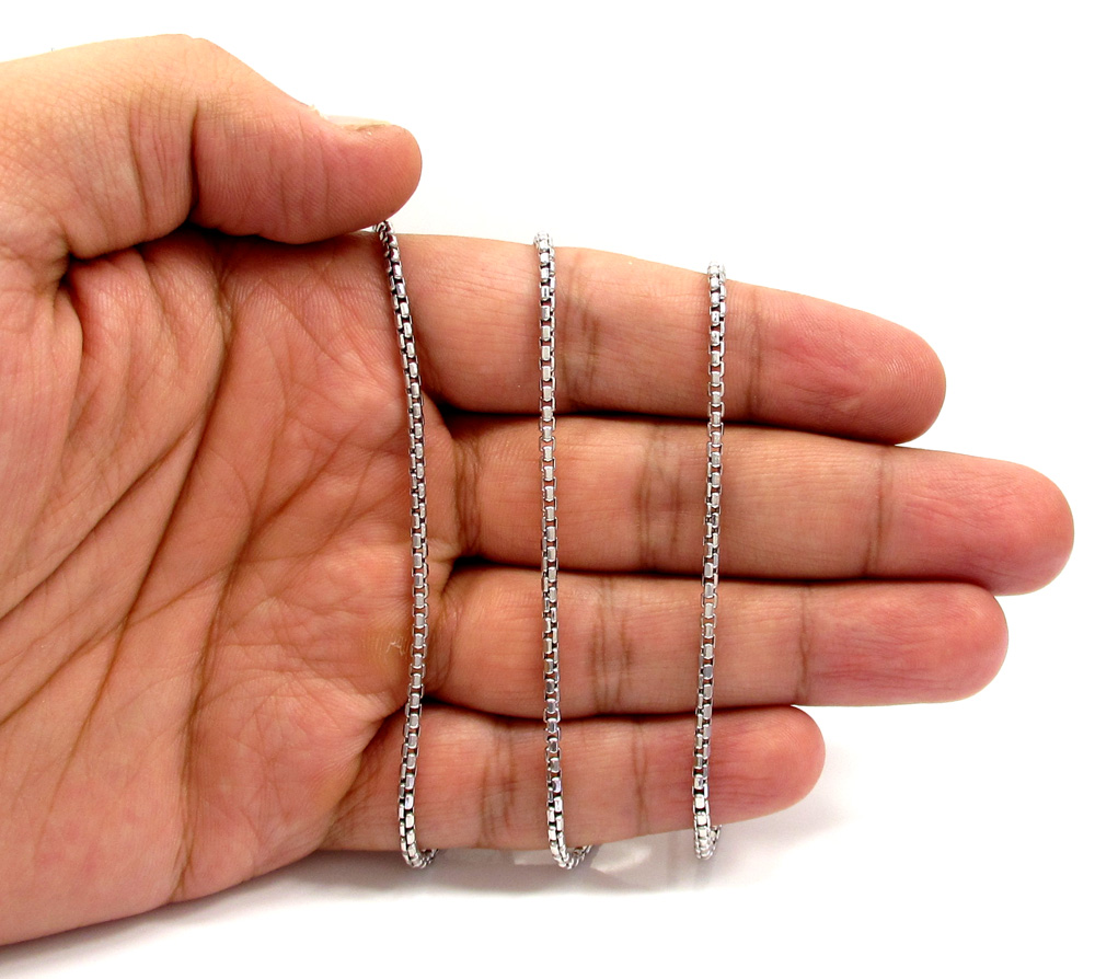 10k white gold skinny box chain 24-26 inch 2.3mm - Image 5