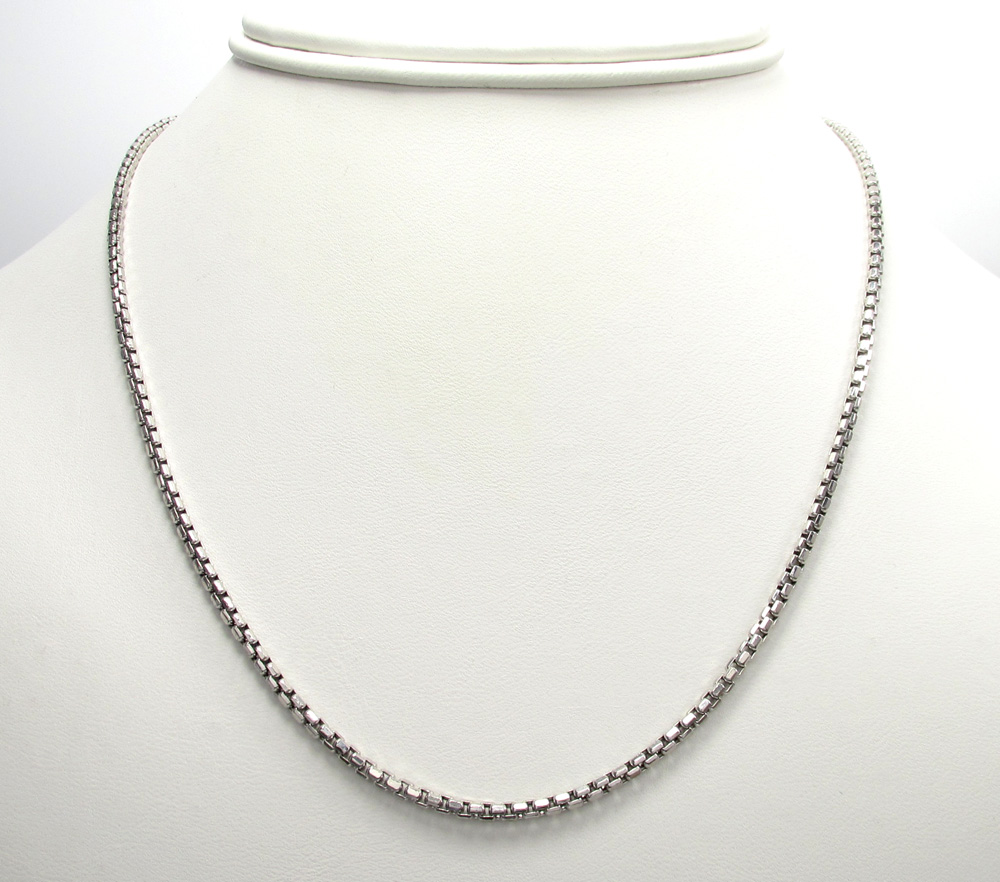 10k white gold skinny box chain 24-26 inch 2.3mm